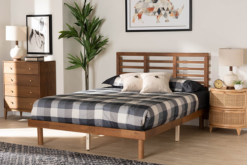 Argos Mid-Century Modern Ash Walnut Finished Wood Full Size Platform Bed