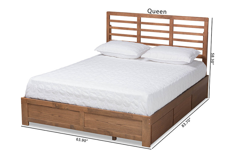 Elise Ash Walnut Brown Full Size 3-Drawer Platform Storage Bed Baxton