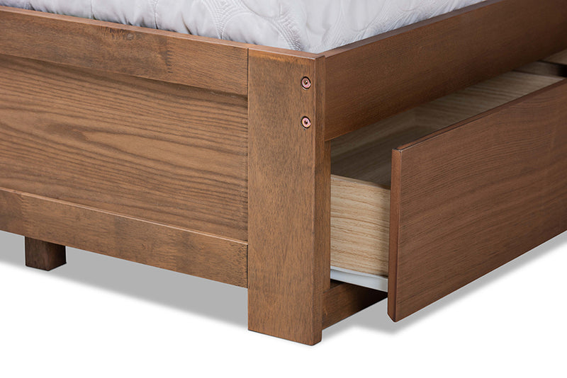 Elise Modern and Contemporary Ash Walnut Brown Finished Wood Full Size 3-Drawer Platform Storage Bed