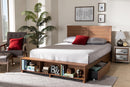 Burma Ash Walnut Brown Full Size 4-Drawer Platform Storage Bed w/Shelves Baxton