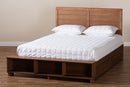 Burma Ash Walnut Brown Queen Size 4-Drawer Platform Storage Bed w/Shelves Baxton