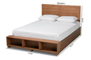 Burma Ash Walnut Brown Queen Size 4-Drawer Platform Storage Bed w/Shelves Baxton