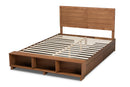 Burma Ash Walnut Brown Full Size 4-Drawer Platform Storage Bed w/Shelves Baxton