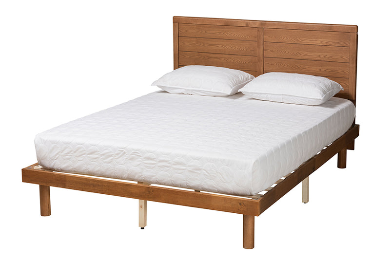 Sinclaire Mid-Century Modern Ash Walnut Finished Wood Full Size Platform Bed