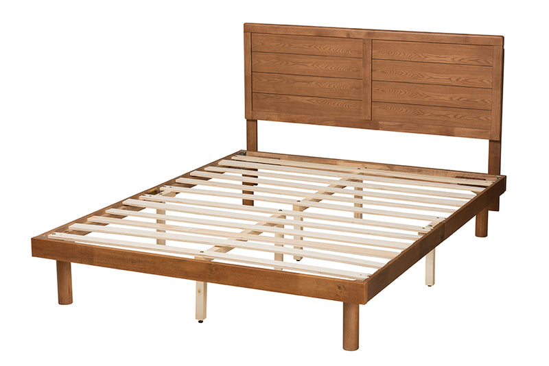 Sinclaire Mid-Century Modern Ash Walnut Finished Wood Full Size Platform Bed