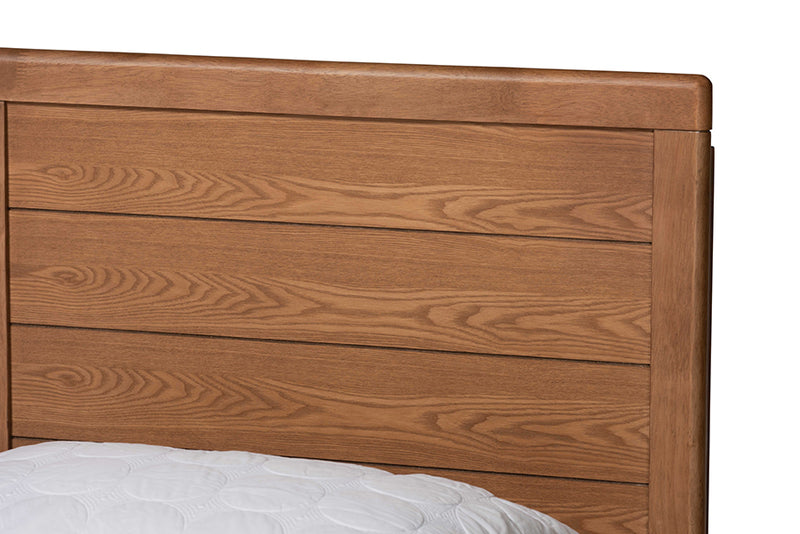 Sinclaire Mid-Century Modern Ash Walnut Finished Wood Full Size Platform Bed