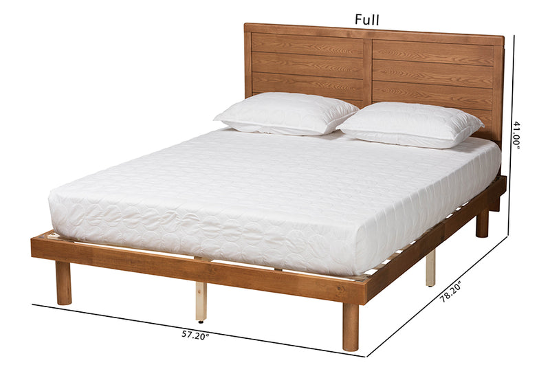 Sinclaire Mid-Century Modern Ash Walnut Finished Wood Full Size Platform Bed