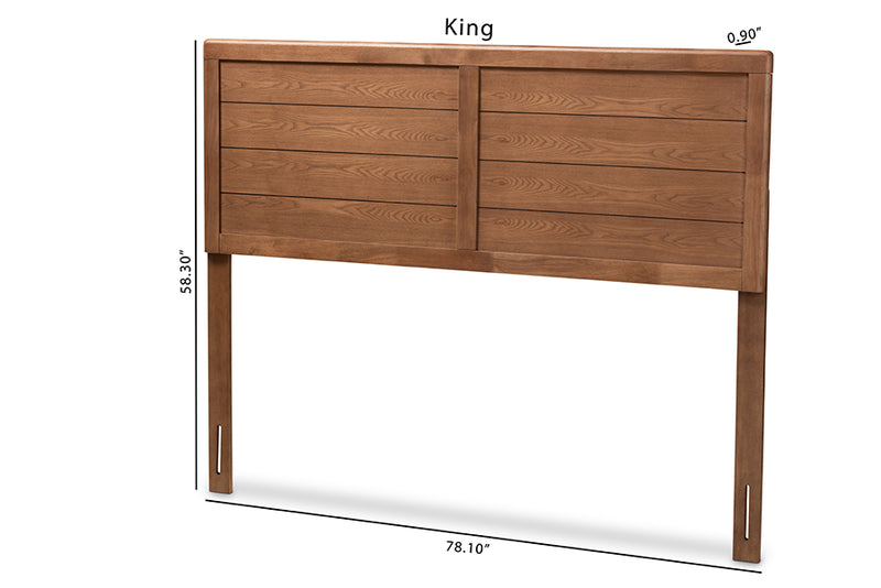 Eren Mid-Century Modern Walnut Brown Finished Wood Queen Size Headboard