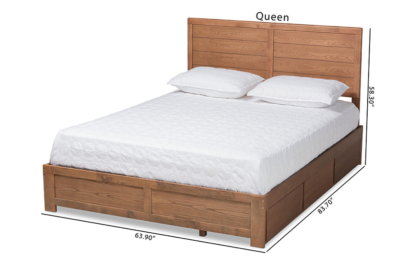 Sarita Modern and Contemporary Ash Walnut Brown Finished Wood Full Size 3-Drawer Platform Storage Bed