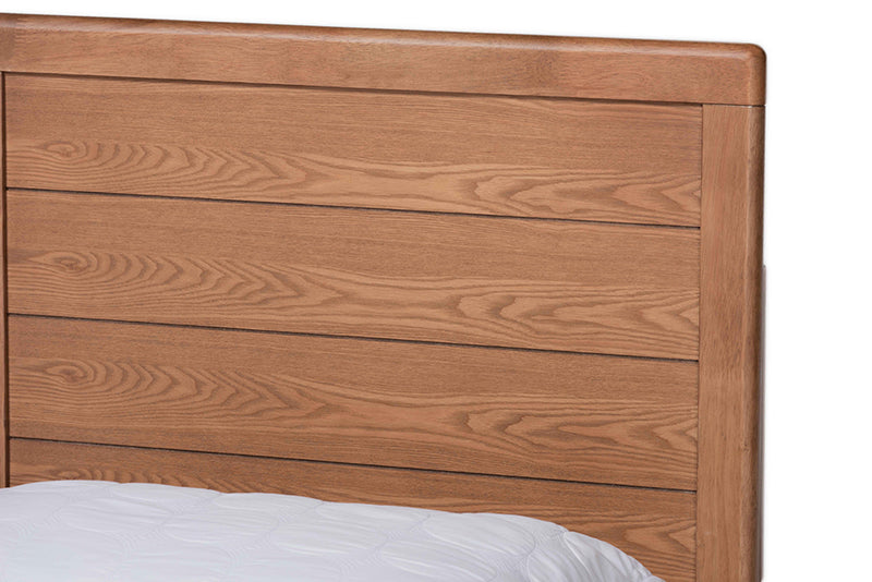 Sarita Modern and Contemporary Ash Walnut Brown Finished Wood Queen Size 3-Drawer Platform Storage Bed