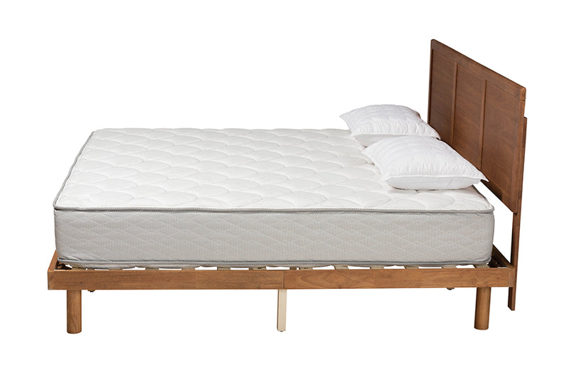 Sinclaire Mid-Century Modern Ash Walnut Finished Wood King Size Platform Bed