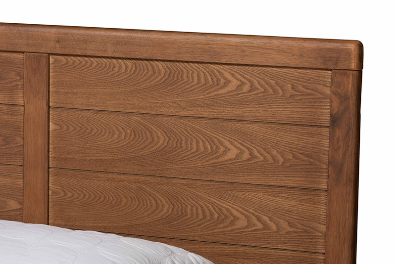 Sinclaire Mid-Century Modern Ash Walnut Finished Wood King Size Platform Bed