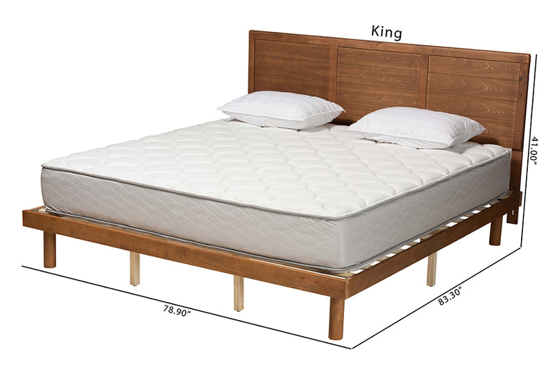 Sinclaire Mid-Century Modern Ash Walnut Finished Wood King Size Platform Bed