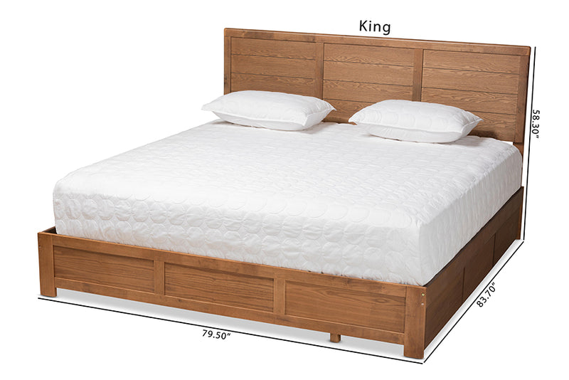 Sarita Modern and Contemporary Ash Walnut Brown Finished Wood King Size 3-Drawer Platform Storage Bed