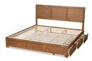 Sarita Ash Walnut Brown King Size 3-Drawer Platform Storage Bed Baxton
