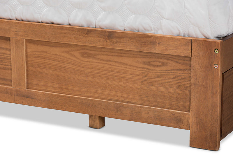 Sarita Modern and Contemporary Ash Walnut Brown Finished Wood King Size 3-Drawer Platform Storage Bed