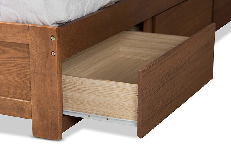 Sarita Ash Walnut Brown King Size 3-Drawer Platform Storage Bed Baxton