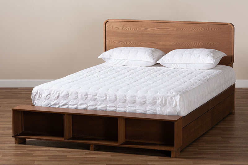 Swamson Ash Walnut Brown 4-Drawer Full Size Platform Storage Bed Baxton