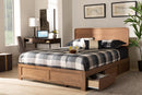 Prita Dark Gray Fabric Ash Walnut Brown Full Size 3-Drawer Platform Storage Bed Baxton