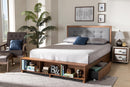 Elsie Dark Grey/Ash Walnut 4-Drawer Queen Size Platform Storage Bed Baxton