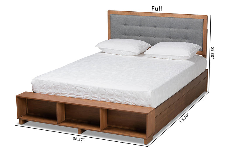Elsie Dark Grey/Ash Walnut 4-Drawer Queen Size Platform Storage Bed Baxton