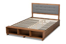 Elsie Dark Grey/Ash Walnut 4-Drawer Queen Size Platform Storage Bed Baxton