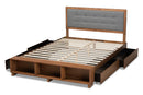 Elsie Dark Grey/Ash Walnut 4-Drawer Queen Size Platform Storage Bed Baxton