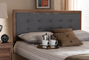 Hadia Dark Gray Fabric Upholstered Walnut Brown Queen Size Headboard Baxton