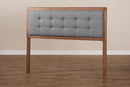Hadia Dark Gray Fabric Upholstered Walnut Brown Queen Size Headboard Baxton