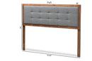 Hadia Dark Gray Fabric Upholstered Walnut Brown King Size Headboard Baxton