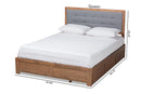 Spuma Dark Gray Fabric Ash Walnut Brown Queen Size 3-Drawer Platform Storage Bed Baxton