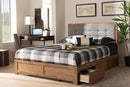 Spuma Dark Gray Fabric Ash Walnut Brown Queen Size 3-Drawer Platform Storage Bed Baxton