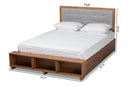 Elsie Light Grey/Ash Walnut 4-Drawer Full Size Platform Storage Bed Baxton