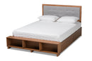 Elsie Light Grey/Ash Walnut 4-Drawer Full Size Platform Storage Bed Baxton