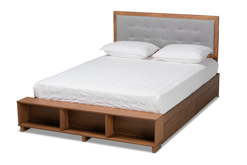Elsie Modern Transitional Light Grey/Ash Walnut Finished Wood 4-Drawer Queen Size Platform Storage Bed