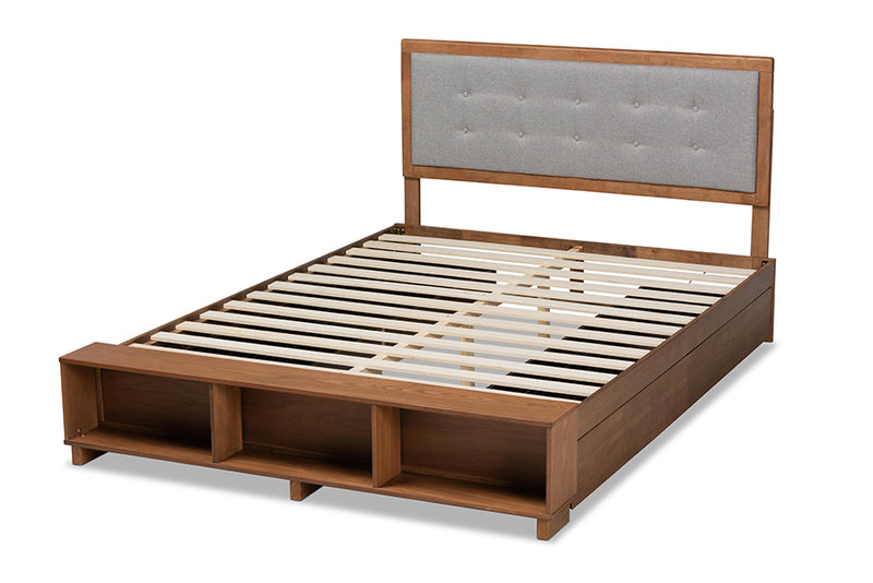 Elsie Modern Transitional Light Grey/Ash Walnut Finished Wood 4-Drawer Queen Size Platform Storage Bed