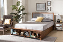Elsie Light Grey/Ash Walnut 4-Drawer King Size Platform Storage Bed Baxton