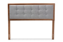Hadia Light Gray Fabric Upholstered Walnut Brown Full Size Headboard Baxton