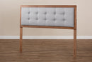 Hadia Light Gray Fabric Upholstered Walnut Brown Full Size Headboard Baxton