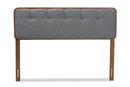 Lanier Dark Gray Fabric Upholstered Walnut Brown Full Size Headboard Baxton
