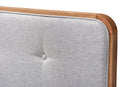 Lanier Light Gray Fabric Upholstered Walnut Brown Full Size Headboard Baxton