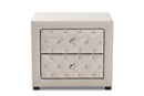 Finch Light Beige Fabric Upholstered 2-Drawer Wood Nightstand Baxton