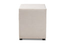 Finch Light Beige Fabric Upholstered 2-Drawer Wood Nightstand Baxton