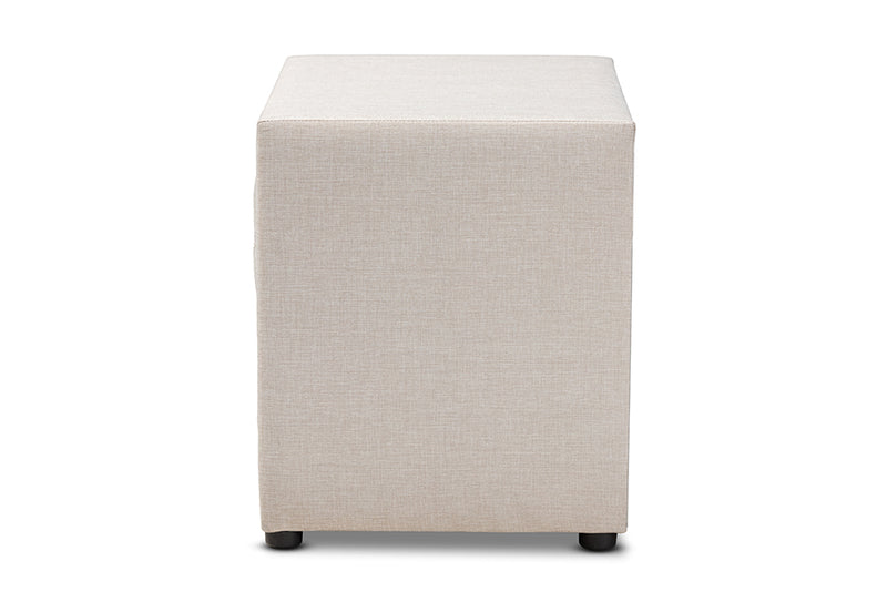 Finch Modern and Contemporary Light Beige Fabric Upholstered 2-Drawer Wood Nightstand