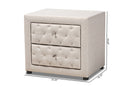Finch Light Beige Fabric Upholstered 2-Drawer Wood Nightstand Baxton