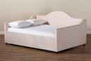 Rene Light Pink Velvet Fabric Upholstered and Button Tufted Queen Size Daybed Baxton