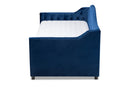 Rene Royal Blue Velvet Fabric Button Tufted Twin Size Daybed w/Trundle Baxton