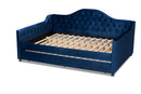 Rene Royal Blue Velvet Fabric Button Tufted Full Size Daybed w/Trundle Baxton