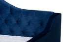 Rene Royal Blue Velvet Fabric Button Tufted Full Size Daybed w/Trundle Baxton