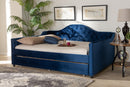Rene Royal Blue Velvet Fabric Button Tufted Full Size Daybed w/Trundle Baxton
